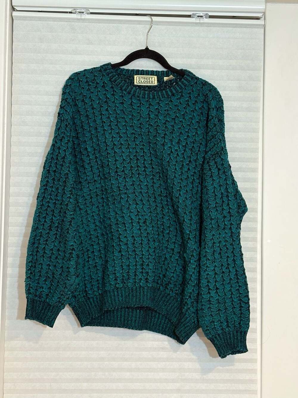 Vintage Street Closed Crewneck Sweater Size M Green Acrylic Knit